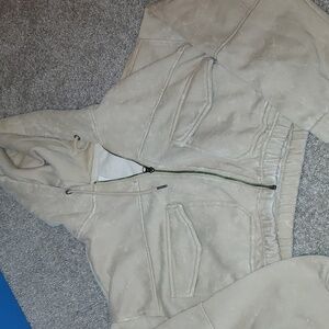 4/$18 Tan cropped style sweatjacket large